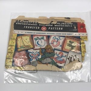 American Thread Company Transfer Pattern for Embroidery Old Fragile Ephemera